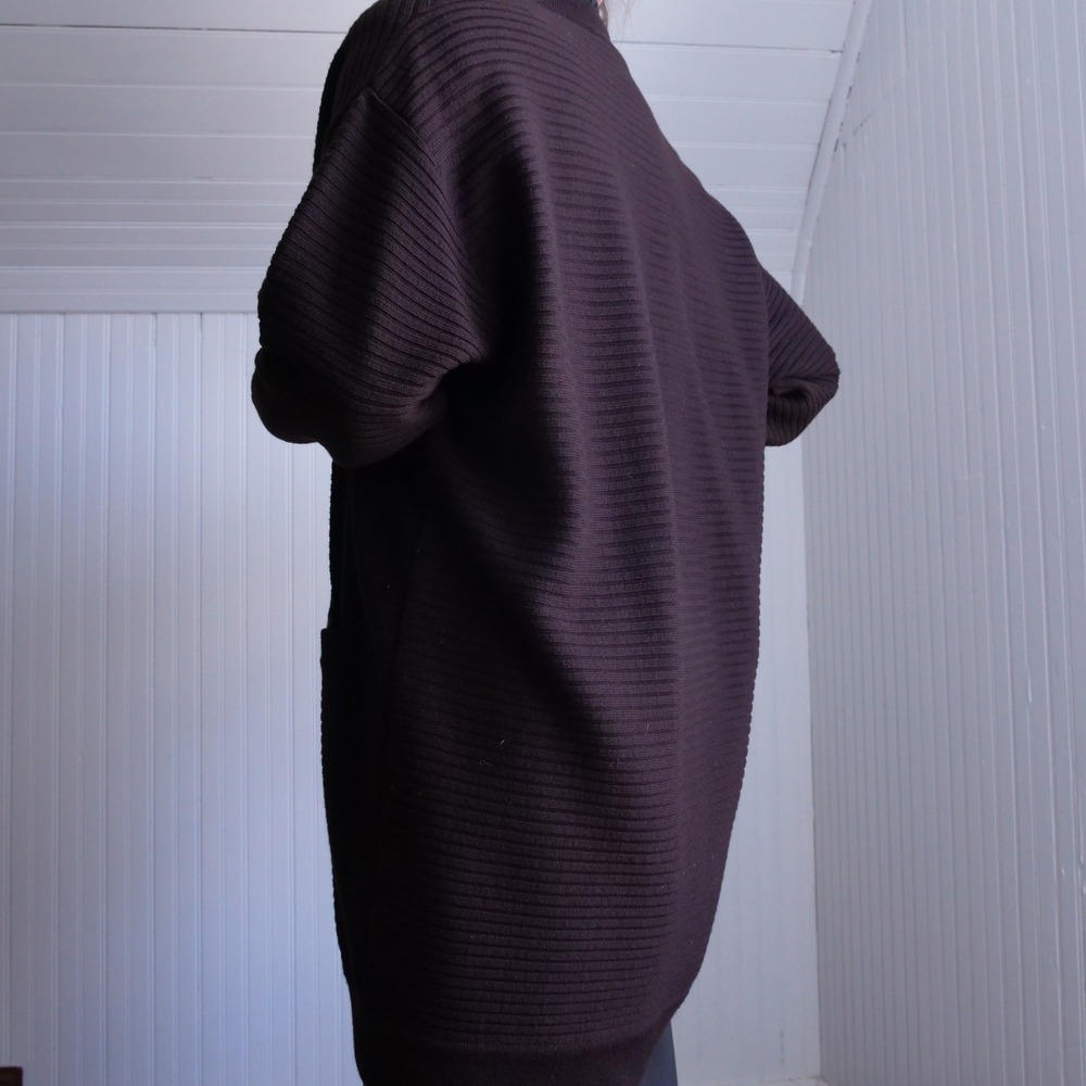 Drop dead gorgeous 1990s Donna Karan cocoa brown ribbed knit longline cardigan - Picture 4 of 8